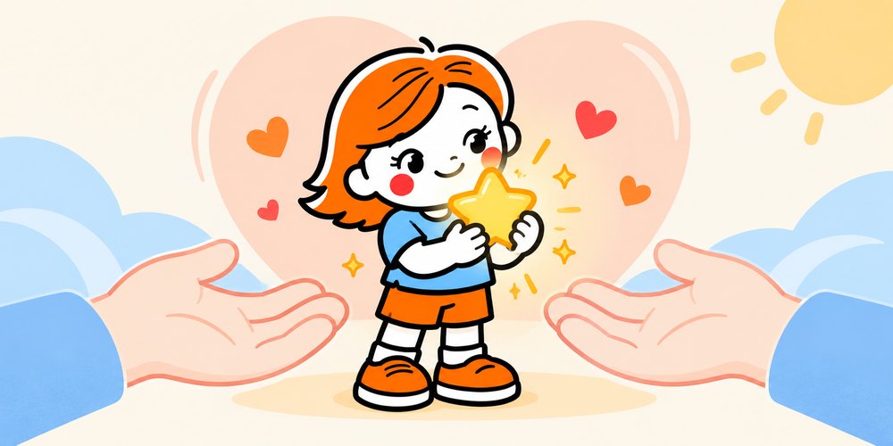 插画:捧着发光星星的小女孩